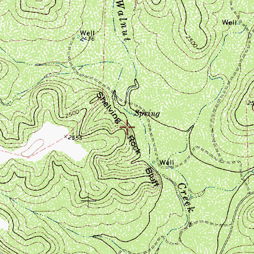 Topographic Map of Shelving Rock Bluff, TX