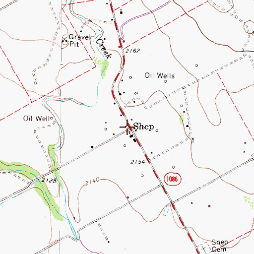 Topographic Map of Shep, TX