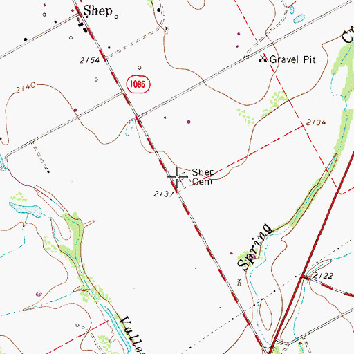 Topographic Map of Shep Cemetery, TX