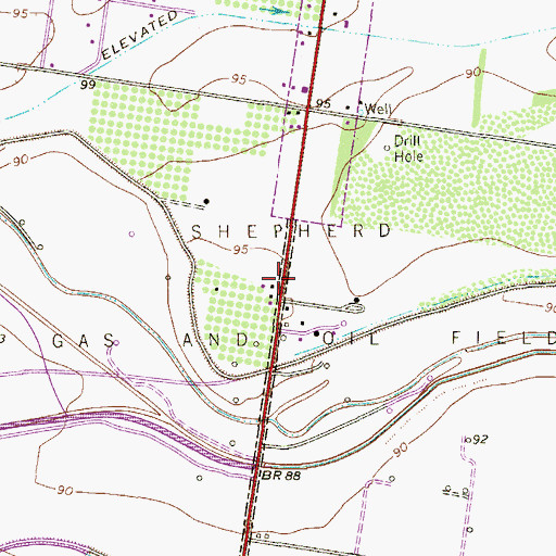 Topographic Map of Shepherd Gas and Oil Field, TX