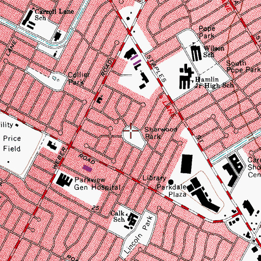 Topographic Map of Sherwood Park, TX