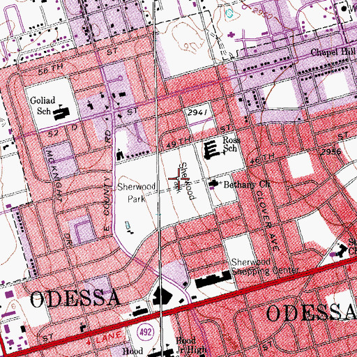 Topographic Map of Sherwood Park, TX