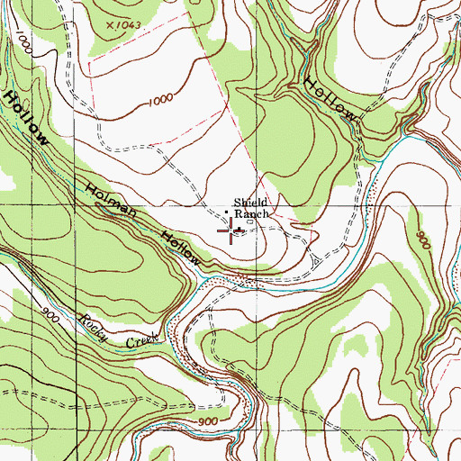 Topographic Map of Shield Ranch, TX