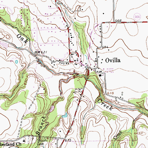 Topographic Map of Shiloh Branch, TX
