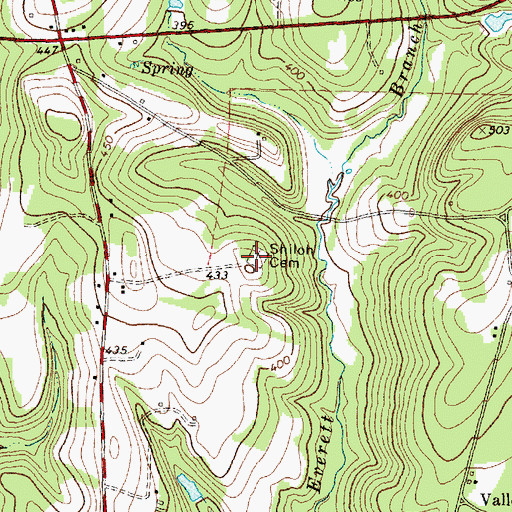 Topographic Map of Shiloh Cemetery, TX
