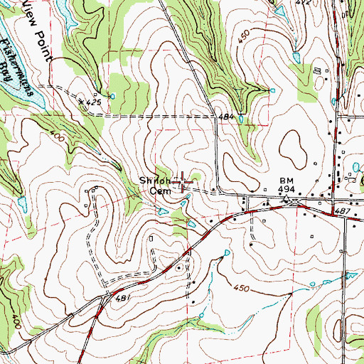 Topographic Map of Shiloh Cemetery, TX