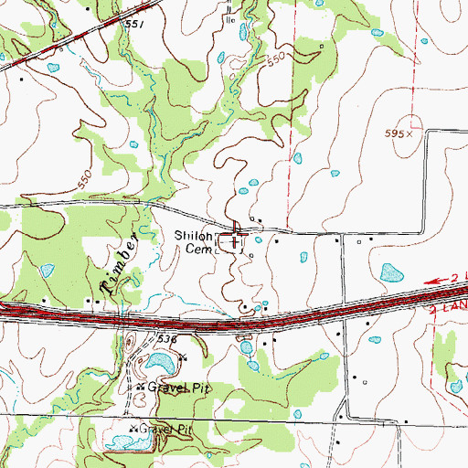 Topographic Map of Shiloh Cemetery, TX