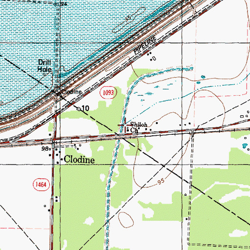 Topographic Map of Shiloh Church, TX