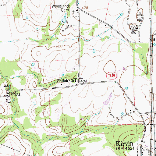 Topographic Map of Shiloh Church, TX