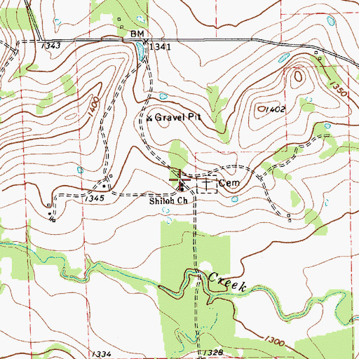 Topographic Map of Shiloh Church, TX