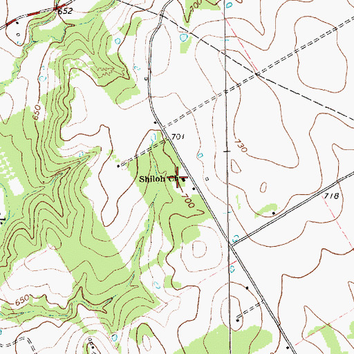 Topographic Map of Shiloh Church, TX