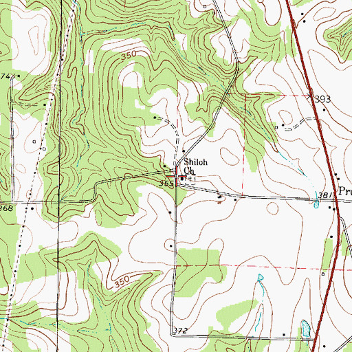 Topographic Map of Shiloh Church, TX