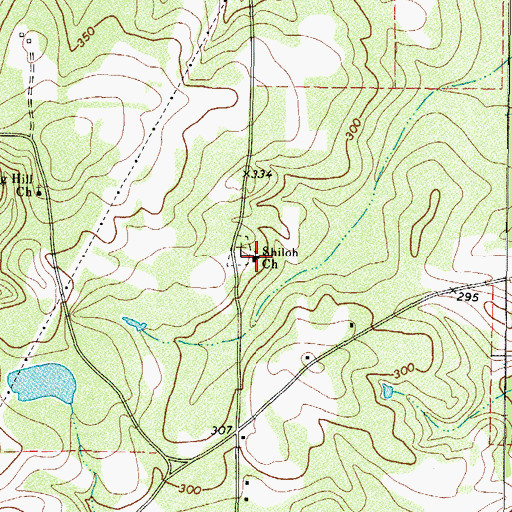 Topographic Map of Shiloh Church, TX