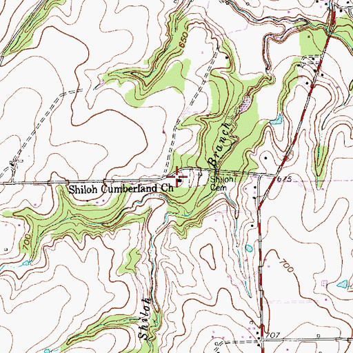 Topographic Map of Shiloh Cumberland Church, TX