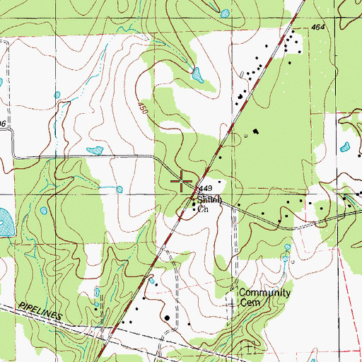 Topographic Map of Shiloh School, TX