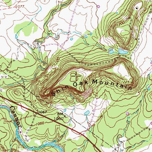 Topographic Map of Shin Oak Mountain, TX