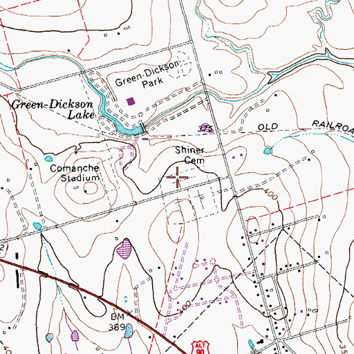 Topographic Map of Shiner Cemetery, TX
