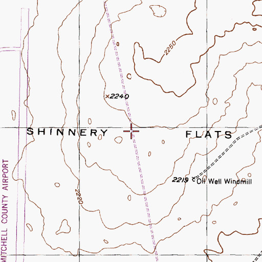 Topographic Map of Shinnery Flats, TX