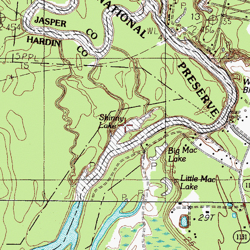 Topographic Map of Shinny Lake, TX