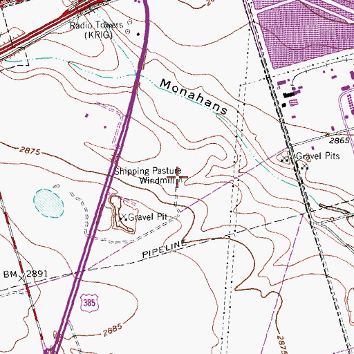 Topographic Map of Shipping Pasture Windmill, TX
