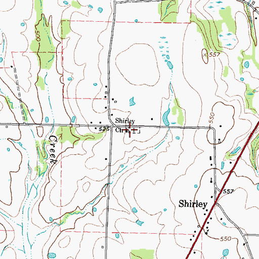 Topographic Map of Shirley Church, TX