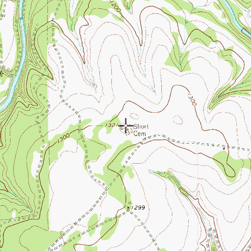 Topographic Map of Short Cemetery, TX