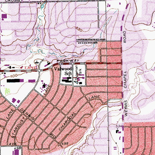 Topographic Map of Showman Park, TX
