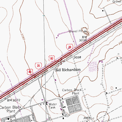 Topographic Map of Sid Richardson, TX