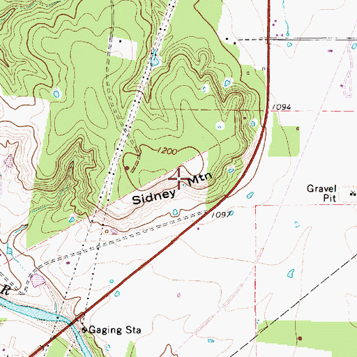 Topographic Map of Sidney Mountain, TX