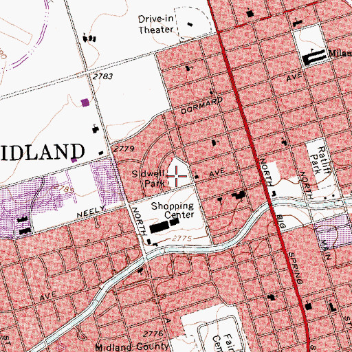 Topographic Map of Sidwell Park, TX