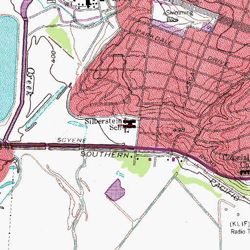 Topographic Map of Silberstein School, TX