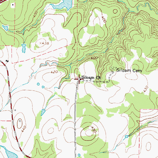 Topographic Map of Siloam Church, TX