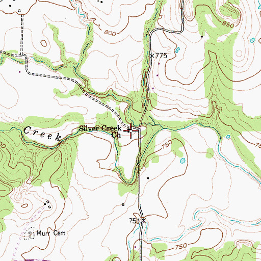 Topographic Map of Silver Creek Church, TX