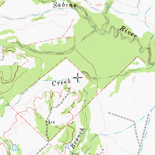 Topographic Map of Simmons Branch, TX