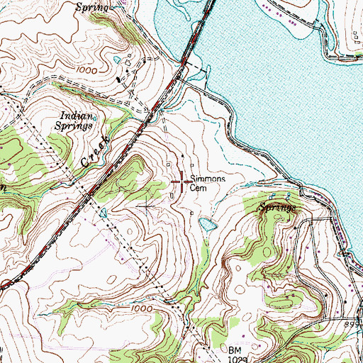 Topographic Map of Simmons Cemetery, TX