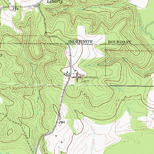 Topographic Map of Simmons Cemetery, TX
