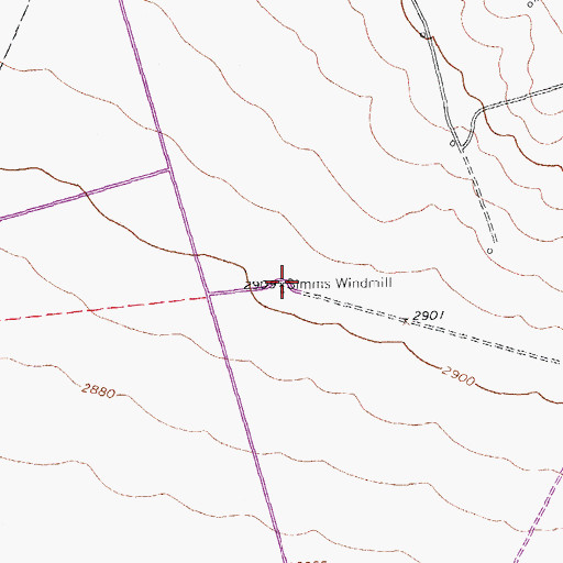 Topographic Map of Simms Windmill, TX