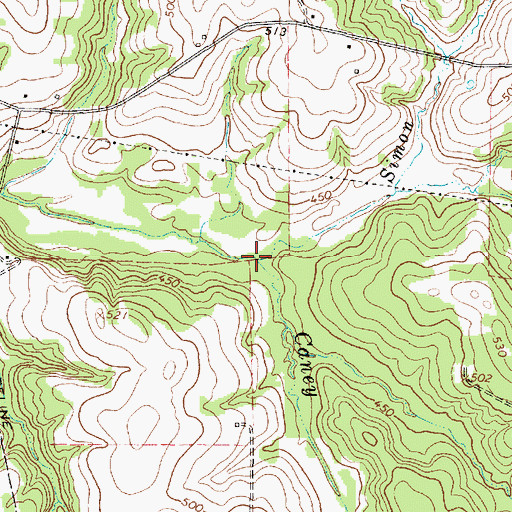 Topographic Map of Simon Branch, TX