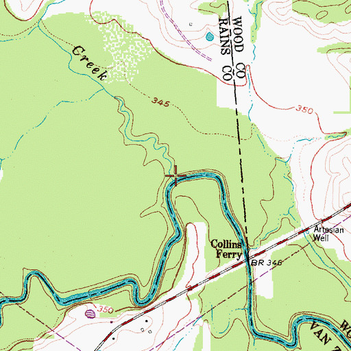 Topographic Map of Simpkins Creek, TX