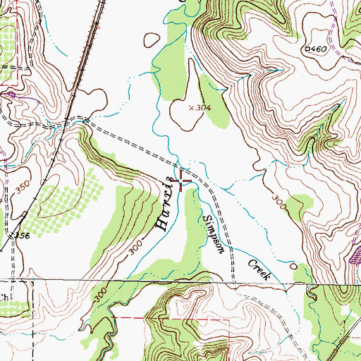Topographic Map of Simpson Creek, TX