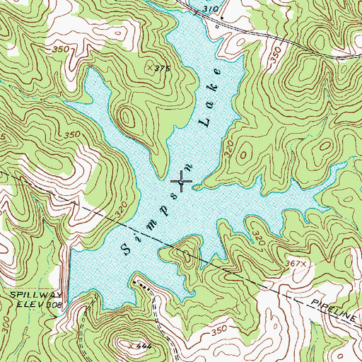 Topographic Map of Simpson Lake, TX