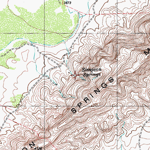 Topographic Map of Simpson Springs, TX