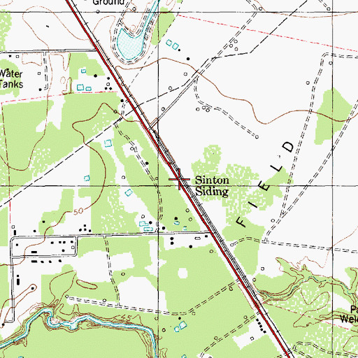 Topographic Map of Sinton Siding, TX
