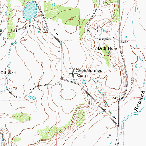 Topographic Map of Sipe Springs Cemetery, TX