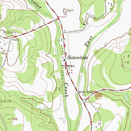Topographic Map of Sisterdale, TX