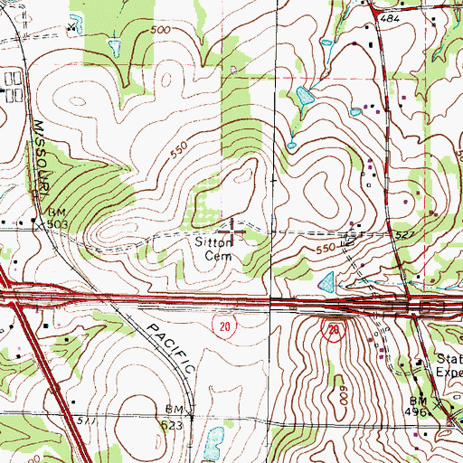 Topographic Map of Sitton Cemetery, TX