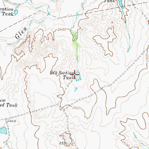 Topographic Map of Six Section Tank, TX