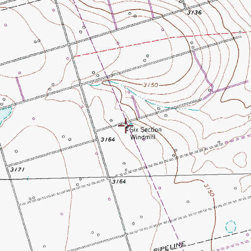 Topographic Map of Six Section Windmill, TX