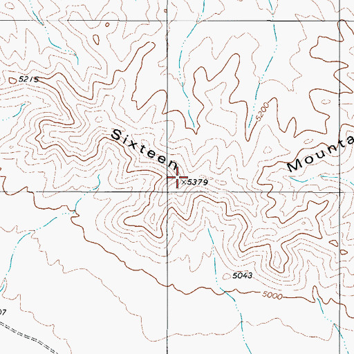 Topographic Map of Sixteen Mountains, TX