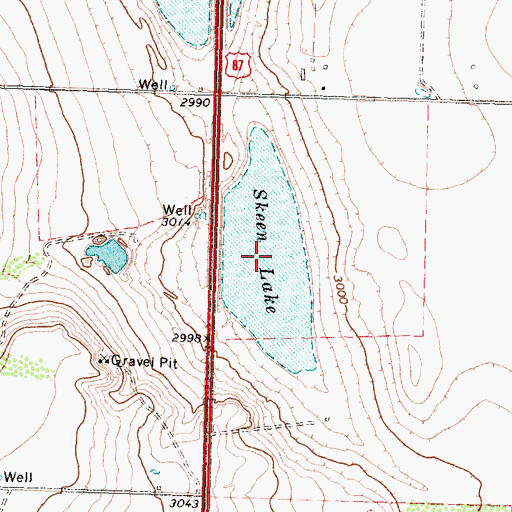 Topographic Map of Skeen Lake, TX